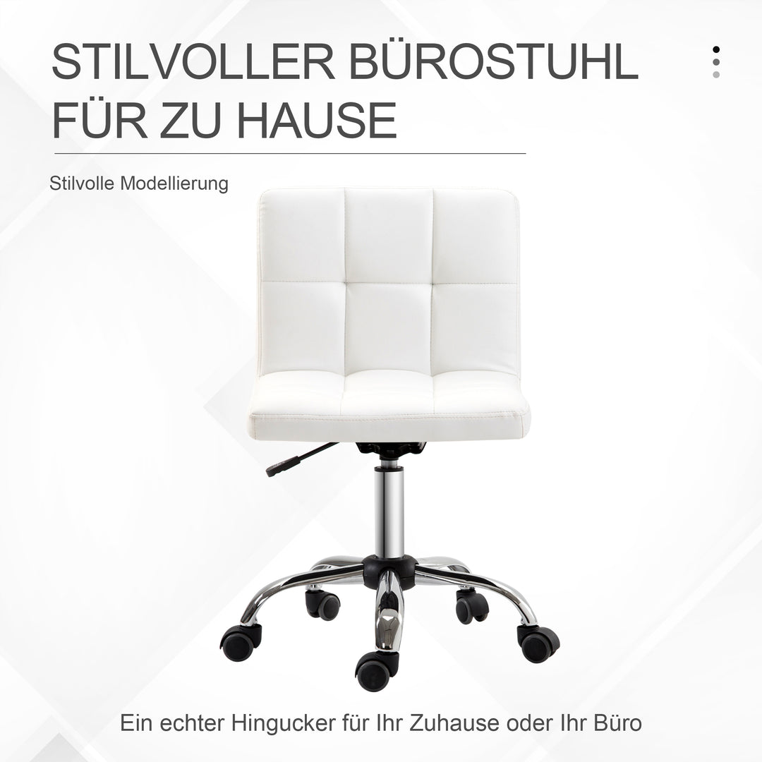 Kontorstol, drejestol, kunstlæder, stålstel, 5 hjul, polstret, hvid