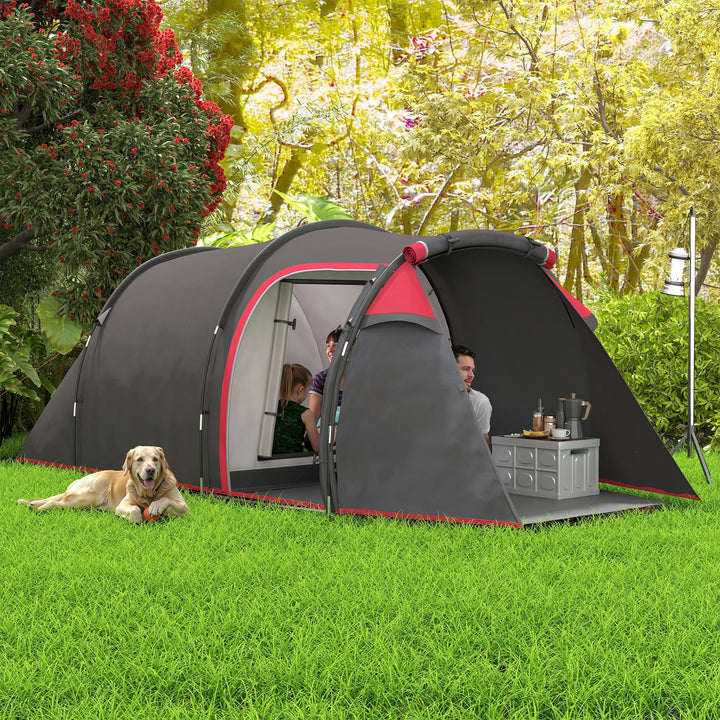 Campingtelt, pop-up-telt til 2-3 personer, forhal og soveområde, vandtæt, 426 x 206 x 154 cm, grå
