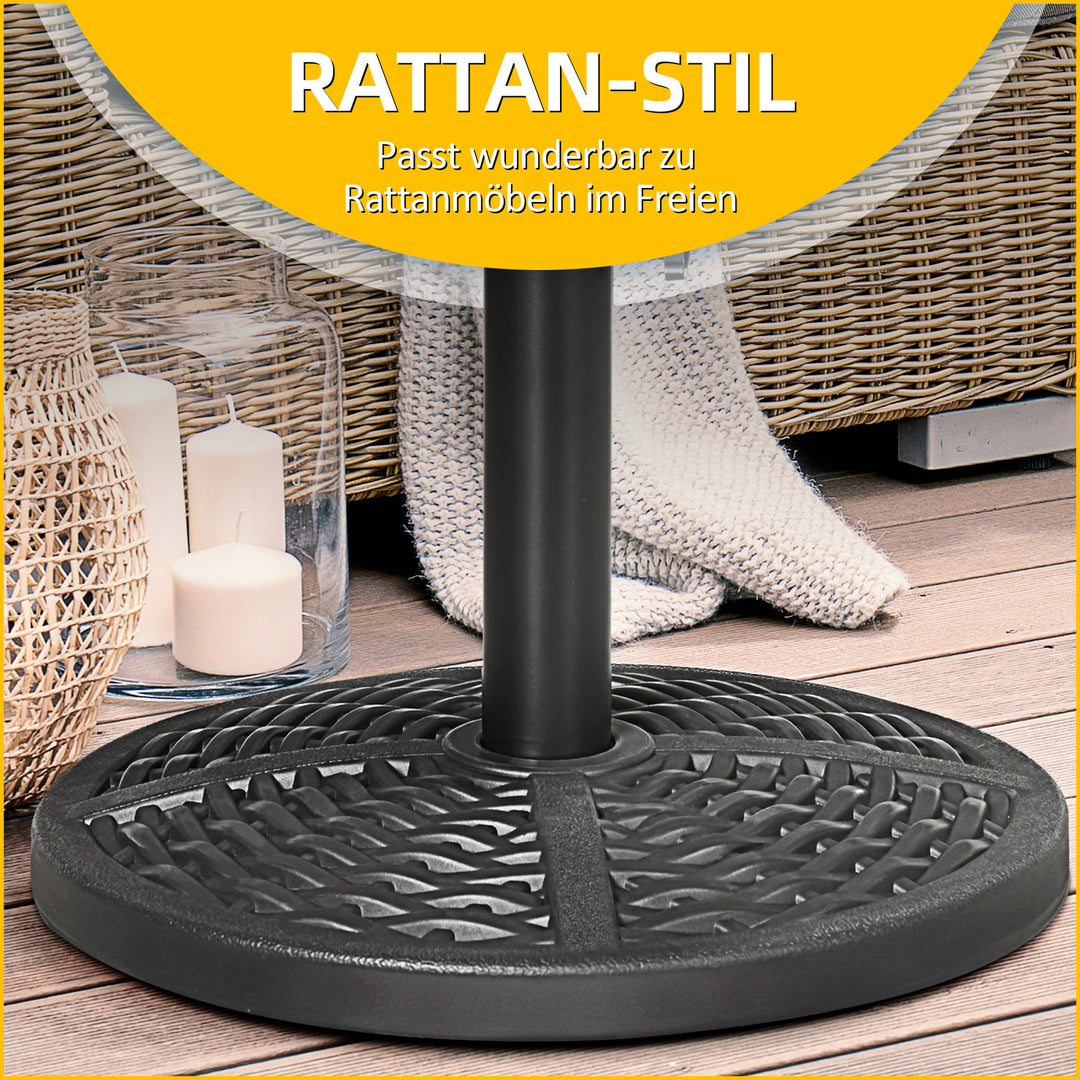 Beton parasolfod, parasolstativ med stålrør, rund parasolholder, til altan, terrasse, have, sort