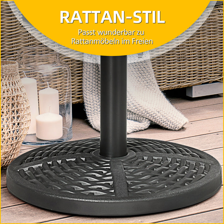 Beton parasolfod, parasolstativ med stålrør, rund parasolholder, til altan, terrasse, have, sort
