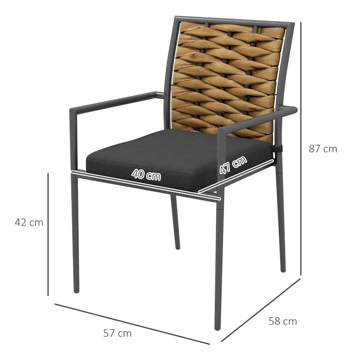 Havestole udendørsstole terrassestole, vejrbestandige, moderne design, 57 x 58 x 87 cm, brun+sort+grå