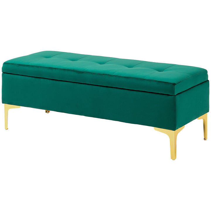 Bænk med opbevaringsplads, lasteevne op til 120 kg, 120 x 44 x 44,5 cm, grøn