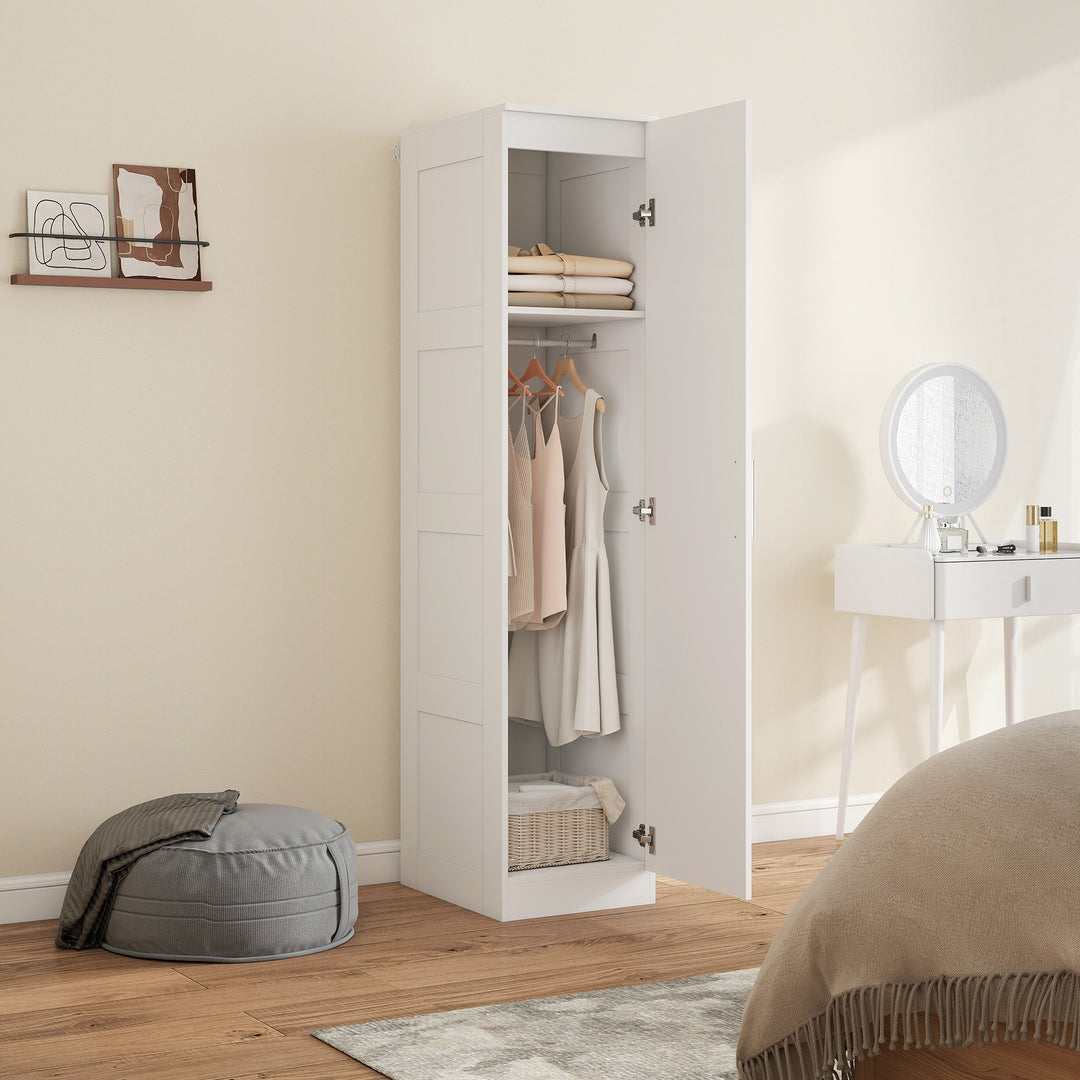 Garderobeskab med multifunktionsskab med garderobestang, hylde, softclose-dør 40 x 52 x 180 cm hvid