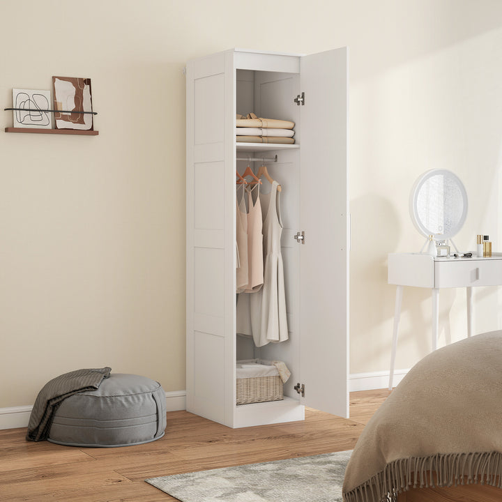 Garderobeskab med multifunktionsskab med garderobestang, hylde, softclose-dør 40 x 52 x 180 cm hvid