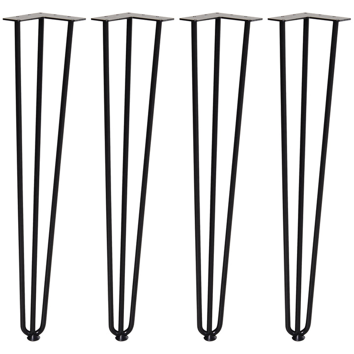 Bordbensæt, 4 stålbordben, gaffeldesign, 40 kg lasteevne, sort