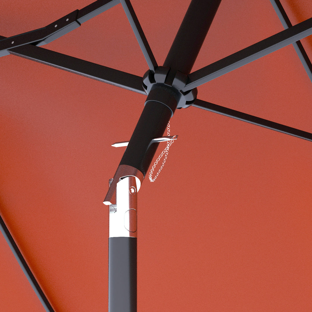 Parasol, haveparasol, vipbar, med håndsving, vindfang, polyester+stål, bordeaux, 295 x 152 cm