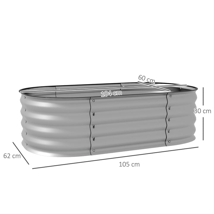 Højbed plantebed modulært højbed, vejrbestandigt, åbent gulv, 105 x 62 x 30 cm, sølv