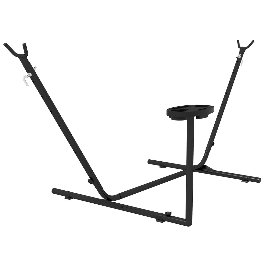Hængekøjestativ, til hængekøjer op til 280 cm, stål, 285L x 125B x 110H cm, sort