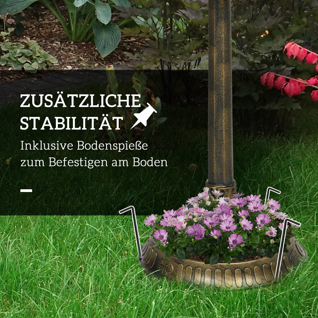 Fuglebad med statue, blomstermønster, 2 bassiner, plastik, antikt look, 50B x 72H cm, bronzefarvet