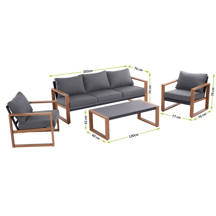 Havemøbelsæt til terrasse og have, antracit og brun
