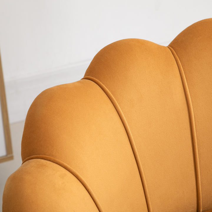 Lounge chair, vintage velour lænestol, metalstel, 76 x 67 x 74 cm, gul