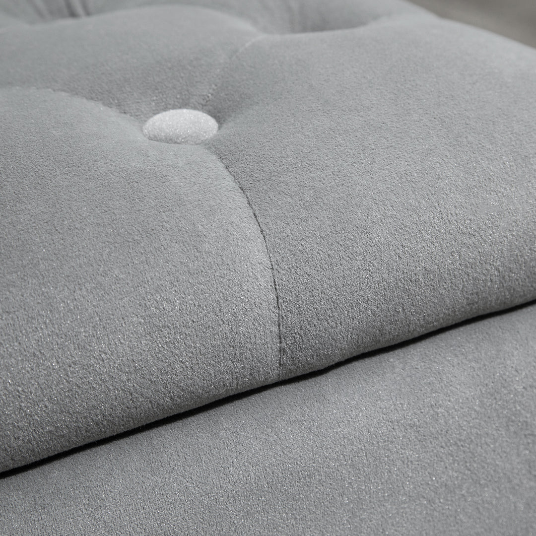 3-Delt opbevaringssæt, 2 x puffer, polstret kommode, fodskammel, opbevaringsboks, fodstøtte, lasteevne op til 130 kg, mikrofiberstof, skum, 75 x 40 x 42 cm, lysegrå