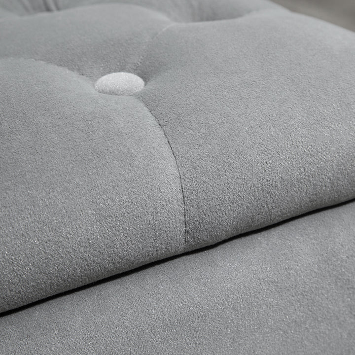 3-Delt opbevaringssæt, 2 x puffer, polstret kommode, fodskammel, opbevaringsboks, fodstøtte, lasteevne op til 130 kg, mikrofiberstof, skum, 75 x 40 x 42 cm, lysegrå