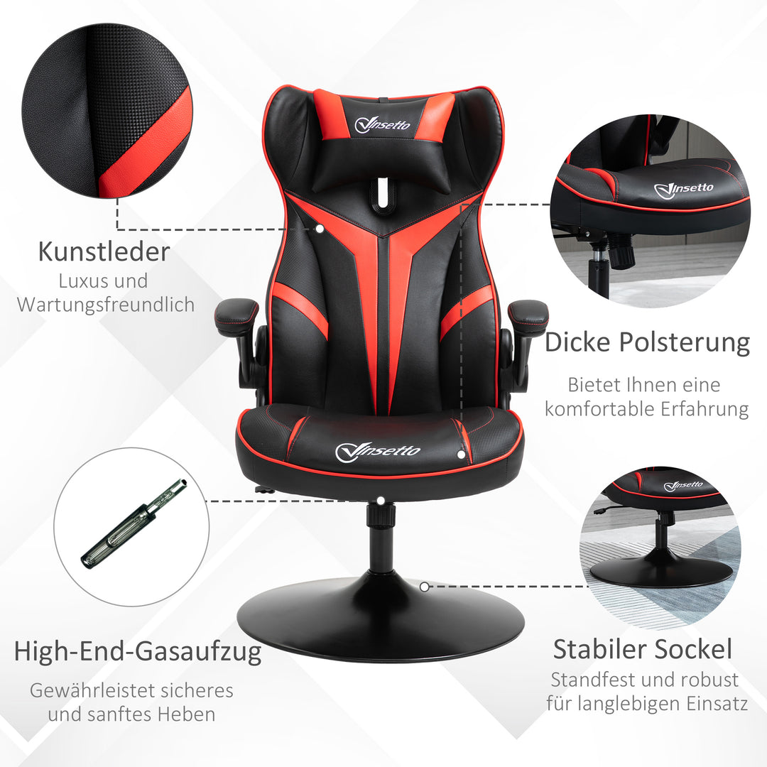 Gaming chair ergonomisk computerstol med gyngefunktion drejestol højdejusterbar stål sort+rød 67 x 70 x 106-112 cm