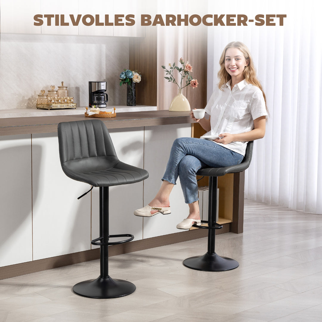 Sæt med 2 barstole i retrodesign, med fodstøtte, højdejusterbar, 43 cm x 49,5 cm x 111 cm