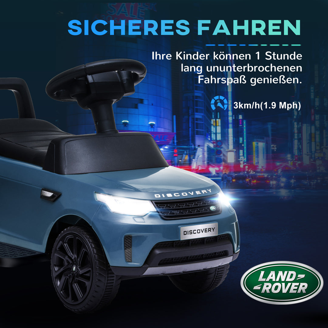 Elektrisk børnebil 6v, land rover, køre-/skubbetilstand, forlygter, musik, lyseblå
