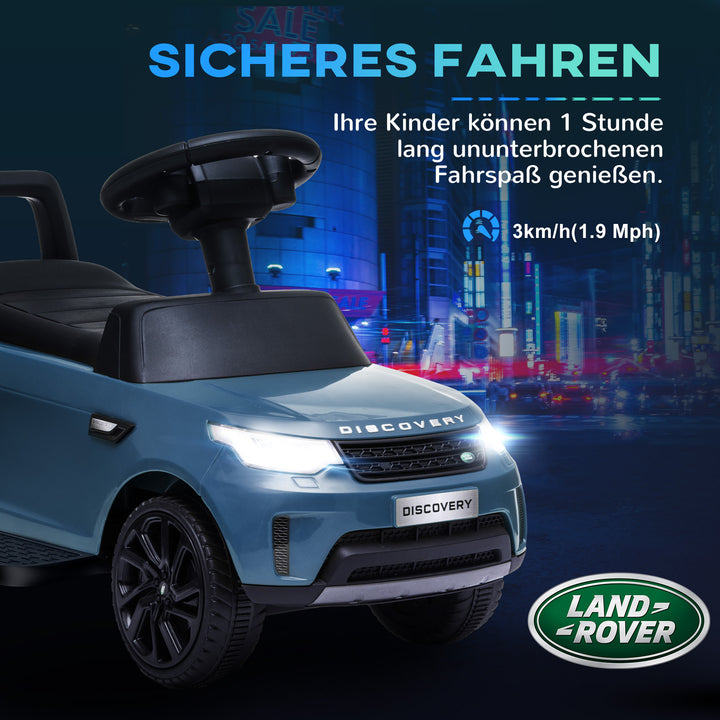 Elektrisk børnebil 6v, land rover, køre-/skubbetilstand, forlygter, musik, lyseblå