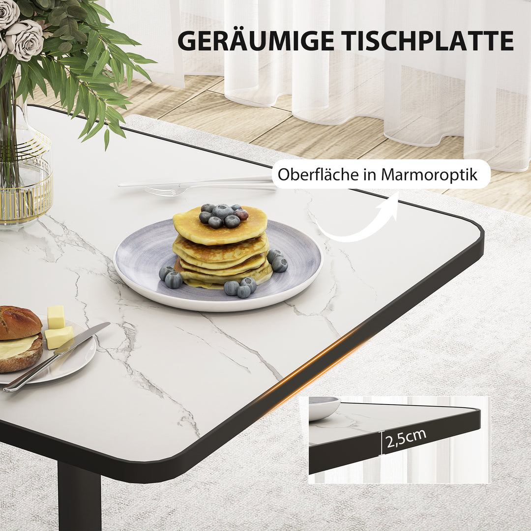 Spisebord, 70 x 70 cm firkantet køkkenbord til 4 personer med marmorlook til køkken hvidt
