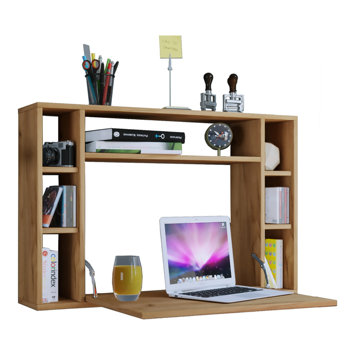 Laptop vægskrivebord, 60x90x20 cm, naturfarvet