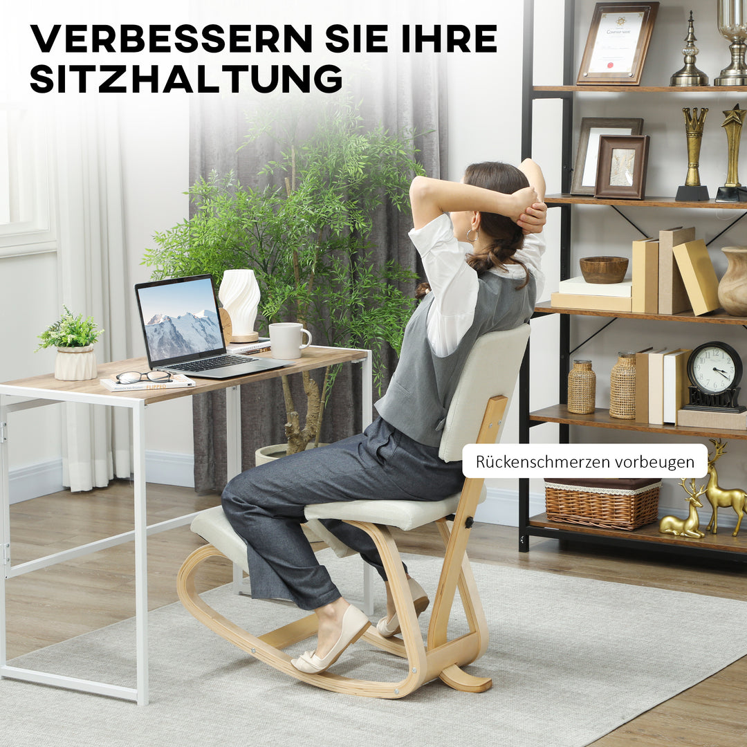 Ergonomisk knælestol, knælestol, sundhedsstol til hjemmet, kontoret, meditation, creme