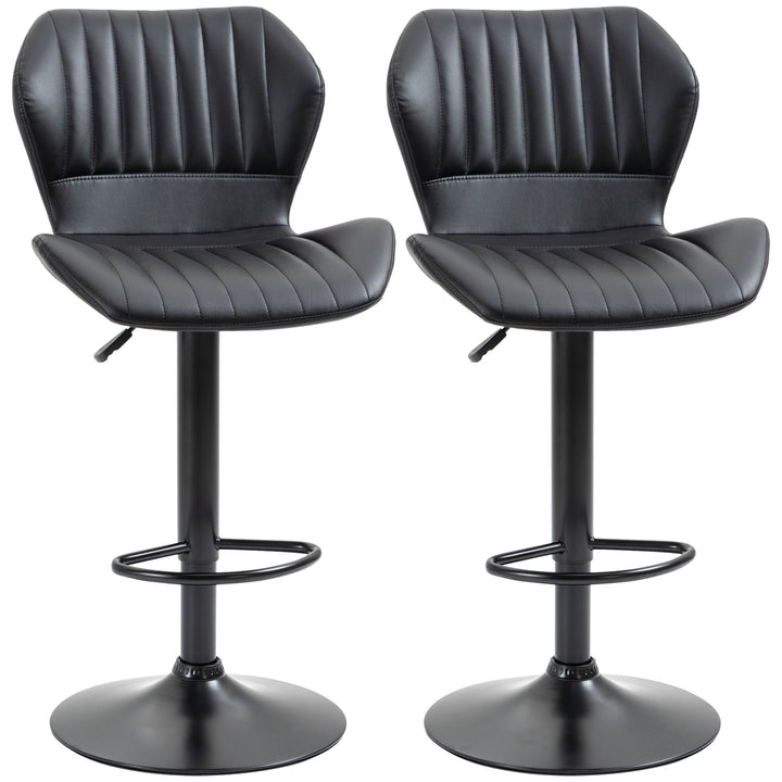 Barstole sæt med 2 højdejusterbar 48,5 x 55,5 x 90-110 cm kunstlæder + stål sort