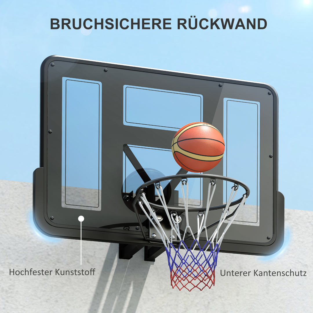 Vægmonteret basketballkurv, rivefast net, vejrbestandig, holdbar, til indendørs og udendørs brug, sort