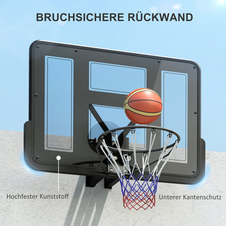 Vægmonteret basketballkurv, rivefast net, vejrbestandig, holdbar, til indendørs og udendørs brug, sort