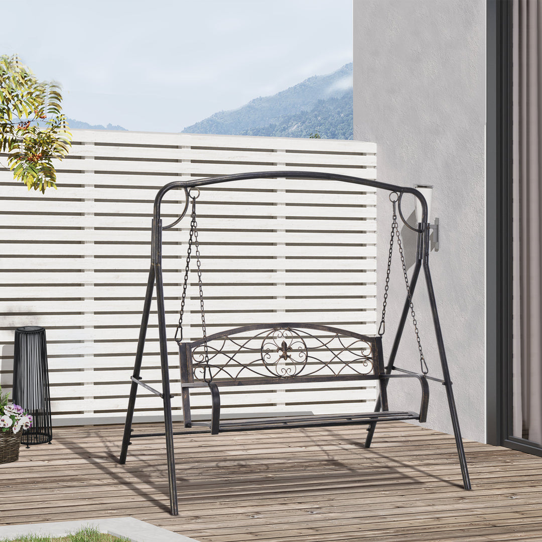 Havegynge, gyngebænk til haven, udendørs gynge, vintage design, messinglook, 167 cm x 123 cm x 175 cm