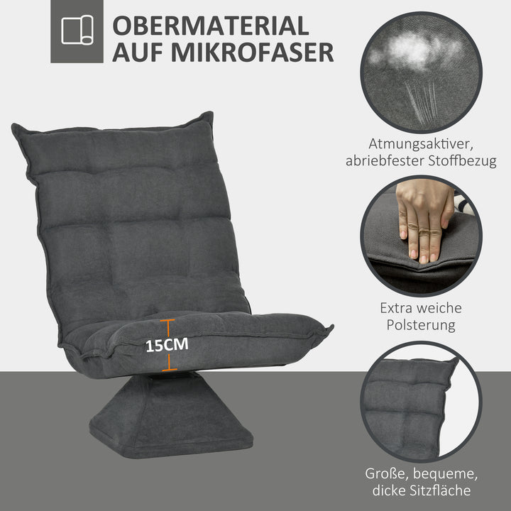 Hvilestol med justerbar lænefunktion, drejelig, linnedlook, 62 cm x 70 cm x 95 cm, grå