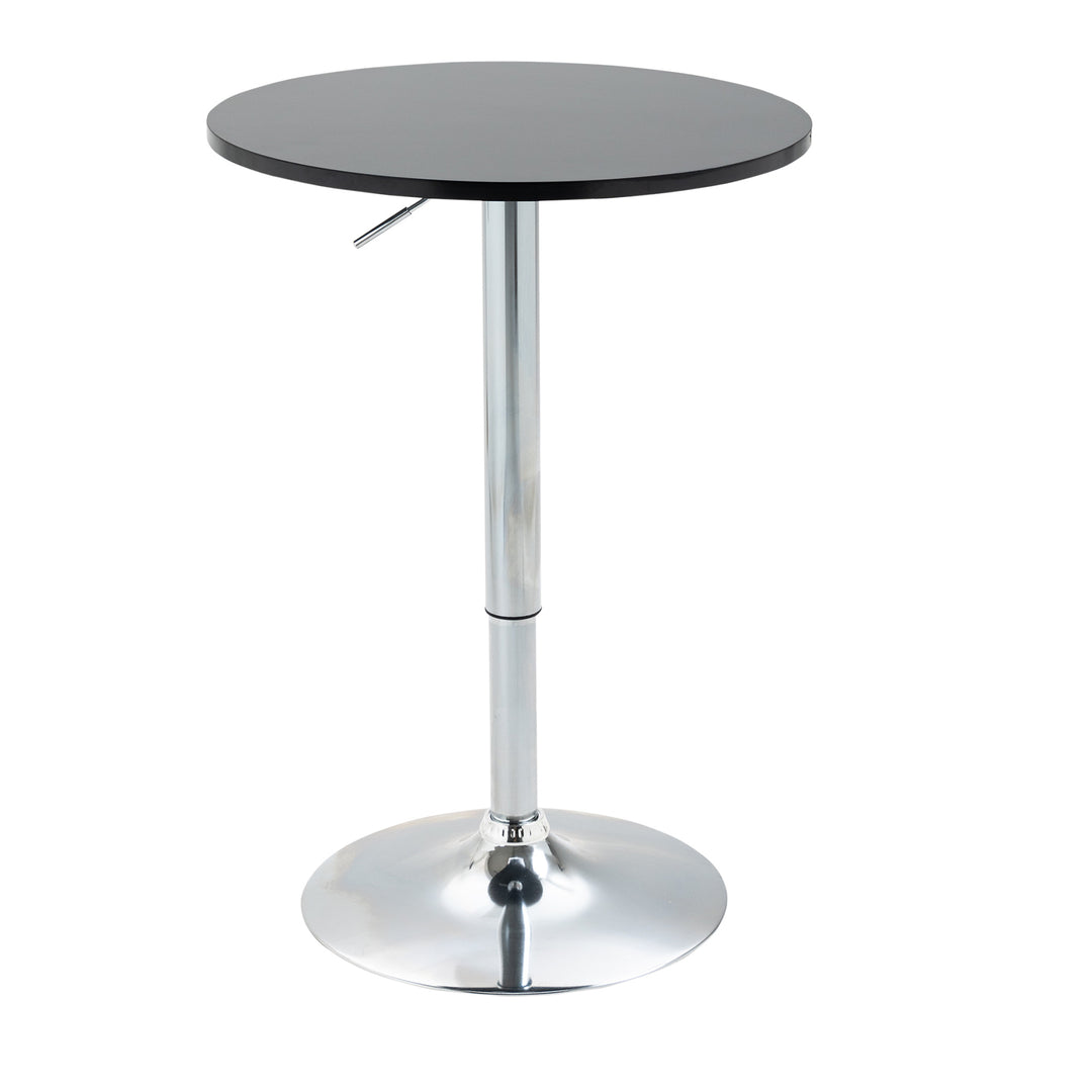Moderne rundt barbord, spisebord med 360° drejelig base, højdejusterbart bistrobord, ståbord, køkkenbord, stål, sort, Ø61 x 70-90 cm