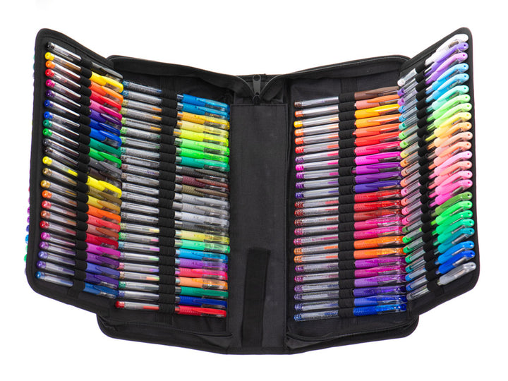 Farvede gelpenne i etui med 120 stk. + 120 refills