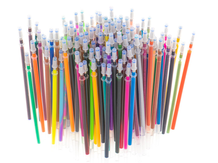 Farvede gelpenne i etui med 120 stk. + 120 refills