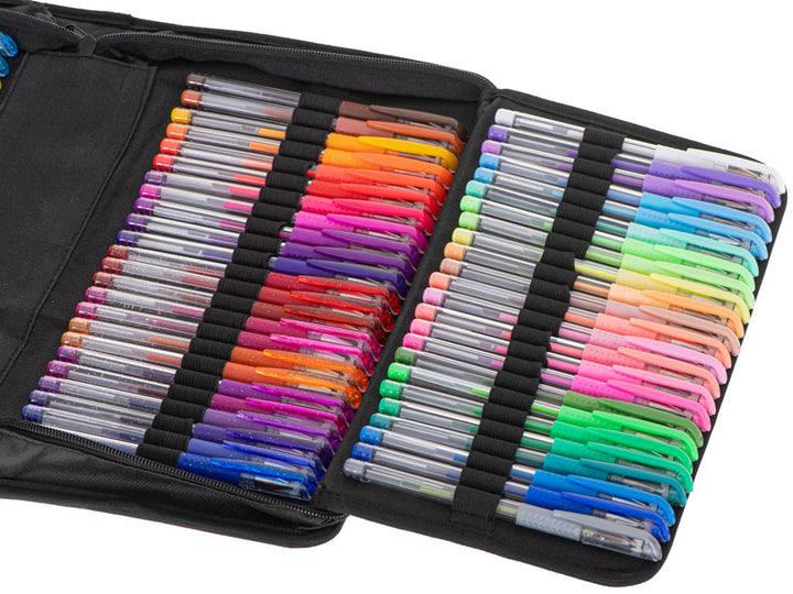 Farvede gelpenne i etui med 120 stk. + 120 refills