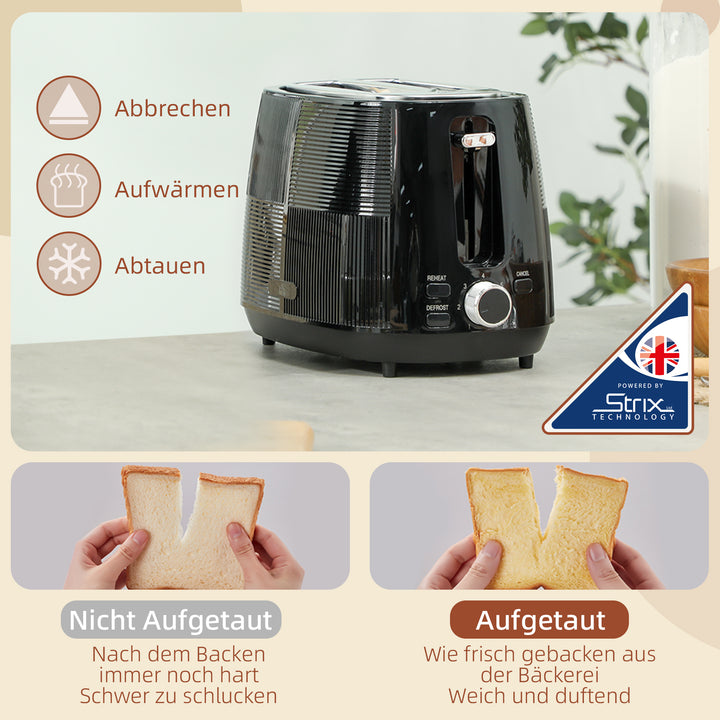 Elkedel- og brødristersæt, 1,7 L, forskellige funktioner, rustfrit stål, sort