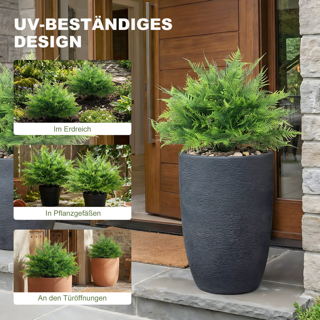 Kunstige Bostonbregnebuske, UV-bestandige, kunstige planter med pæle, sæt med 2, 60 cm til have, veranda
