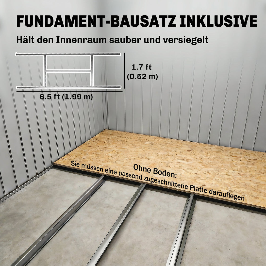 Haveskur med ventilationsvinduer, skydedøre, galvaniseret stål, 213 x 130 x 172 cm, lysegrå