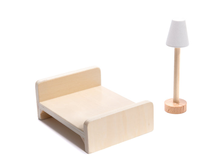 MDF trædukkehus + møbler 78 cm sort LED