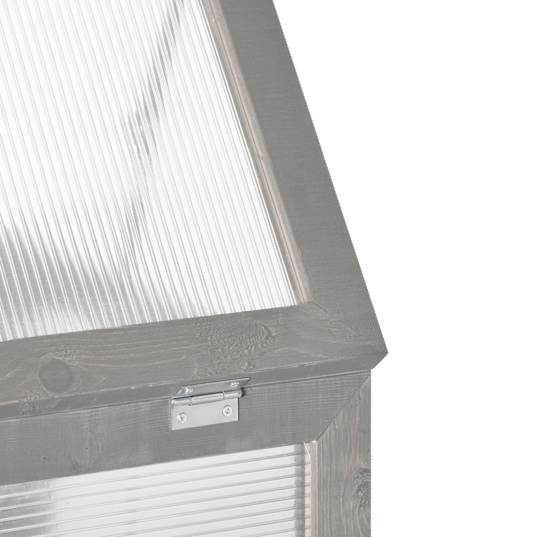 Drivhus, transparent, egnet til udendørs brug, træ + polycarbonat, 58 x 44 x 78 cm