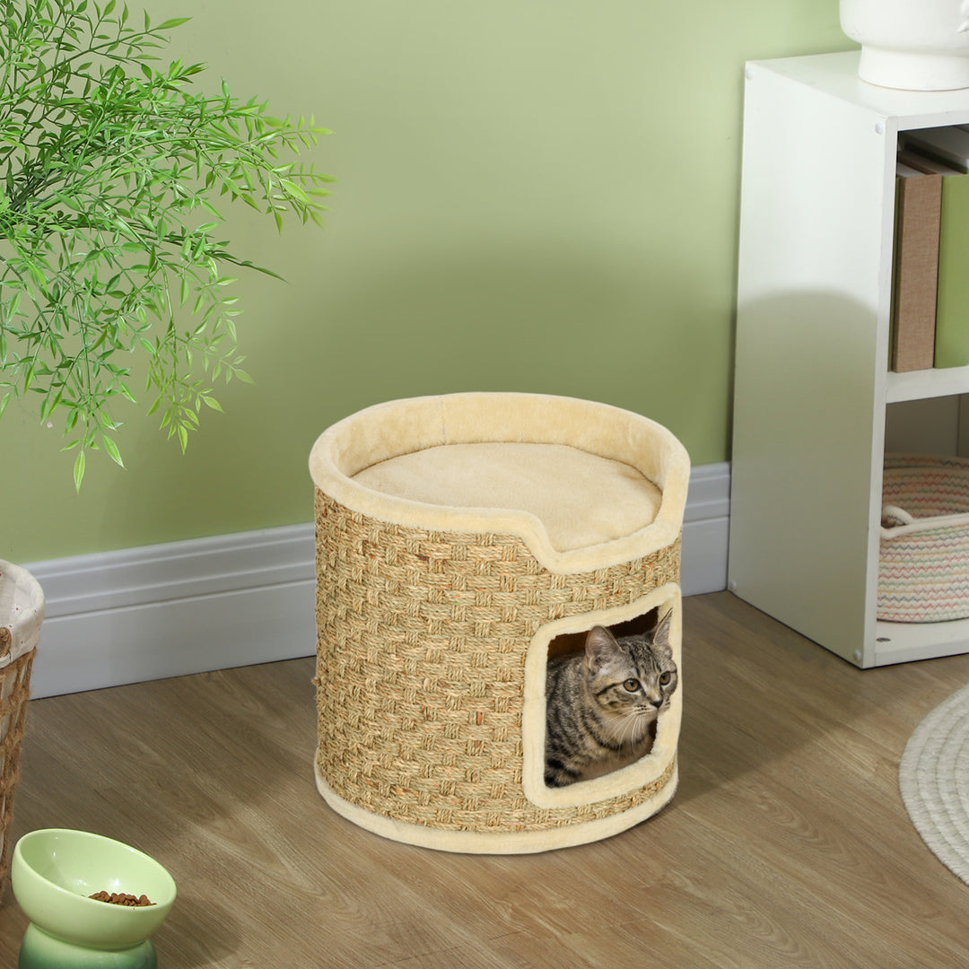 Kradsetræ til katte, lege- og afslapningsområde, plys, 38 x 37h cm, khaki-beige, op til 5 kg