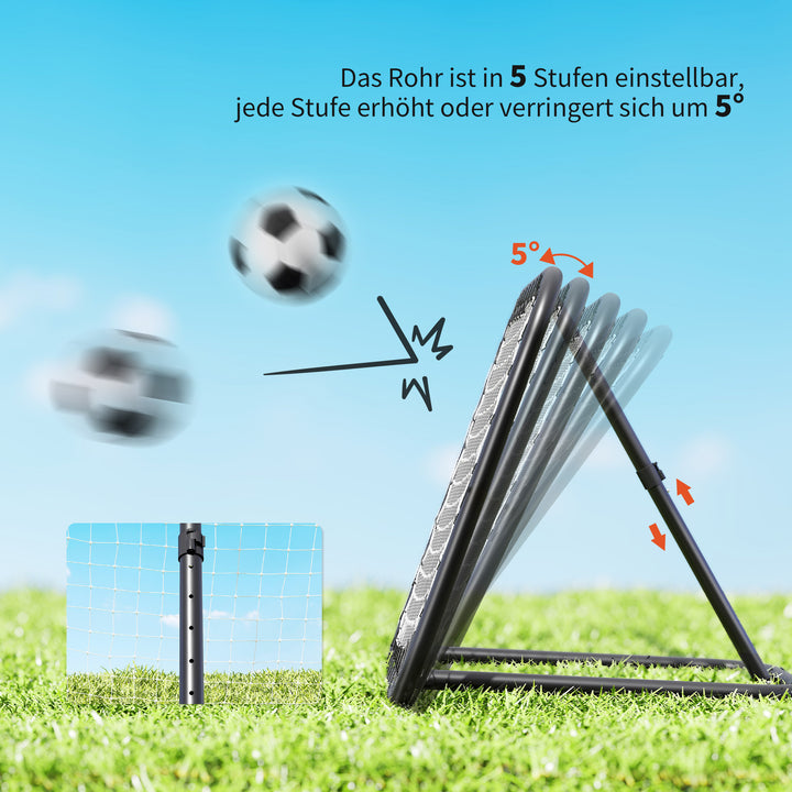 Rebounder til fodbold, 78 x 84 cm reboundingvæg med pløkker, justerbar i 5 niveauer, bærbar, kickback-mål, fodboldmål til unge, fodboldtræningstilbehør til baseballtræning, hvid