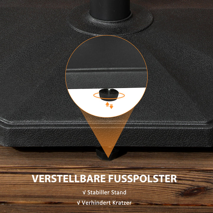 Paraplystativ, 18 kg, cementfyldning, kompakt design, plastikhus, sort, 45,5 x 45,5 x 33 cm