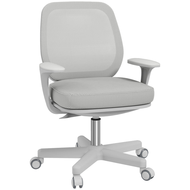 Kontorstol, ergonomisk skrivebordsstol med drejefunktion, højdejusterbar 55 x 48 x 82,5-94,5 cm, grå