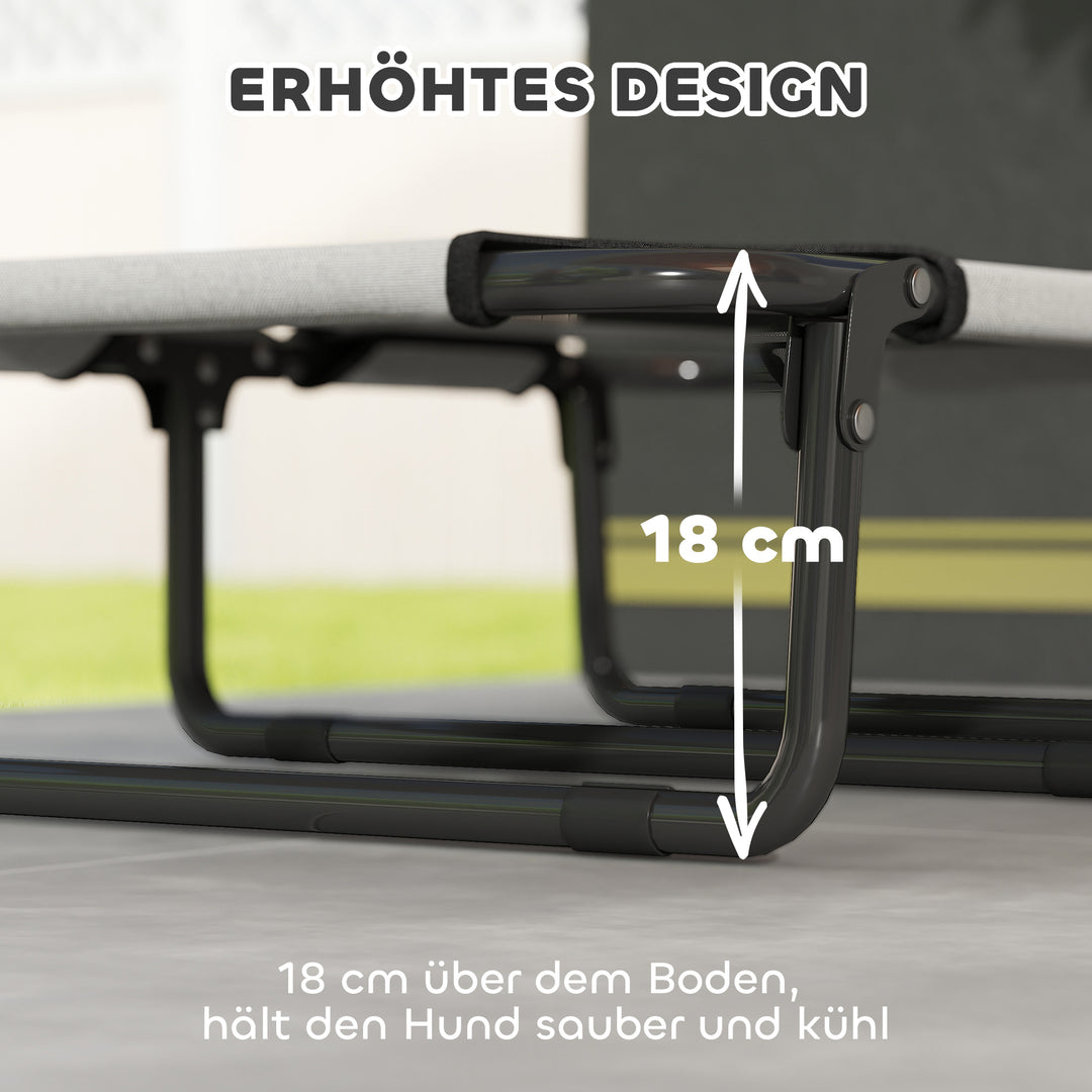 Hævet, foldbar hundeseng, udendørs hundeseng med netdesign, lysegråt Oxford-stof, 75 x 51 x 18 cm