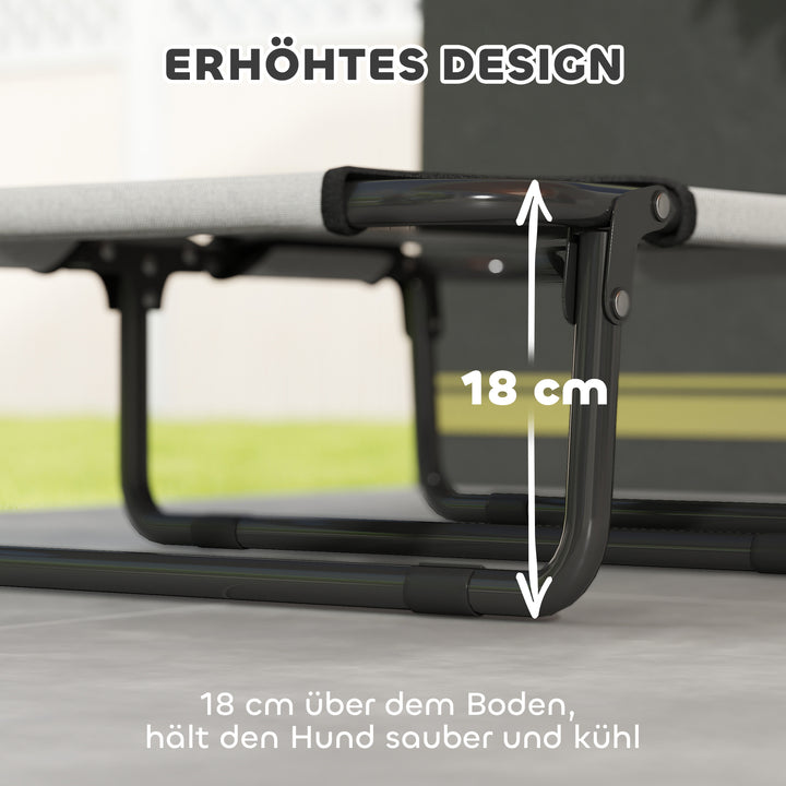 Hævet, foldbar hundeseng, udendørs hundeseng med netdesign, lysegråt Oxford-stof, 75 x 51 x 18 cm