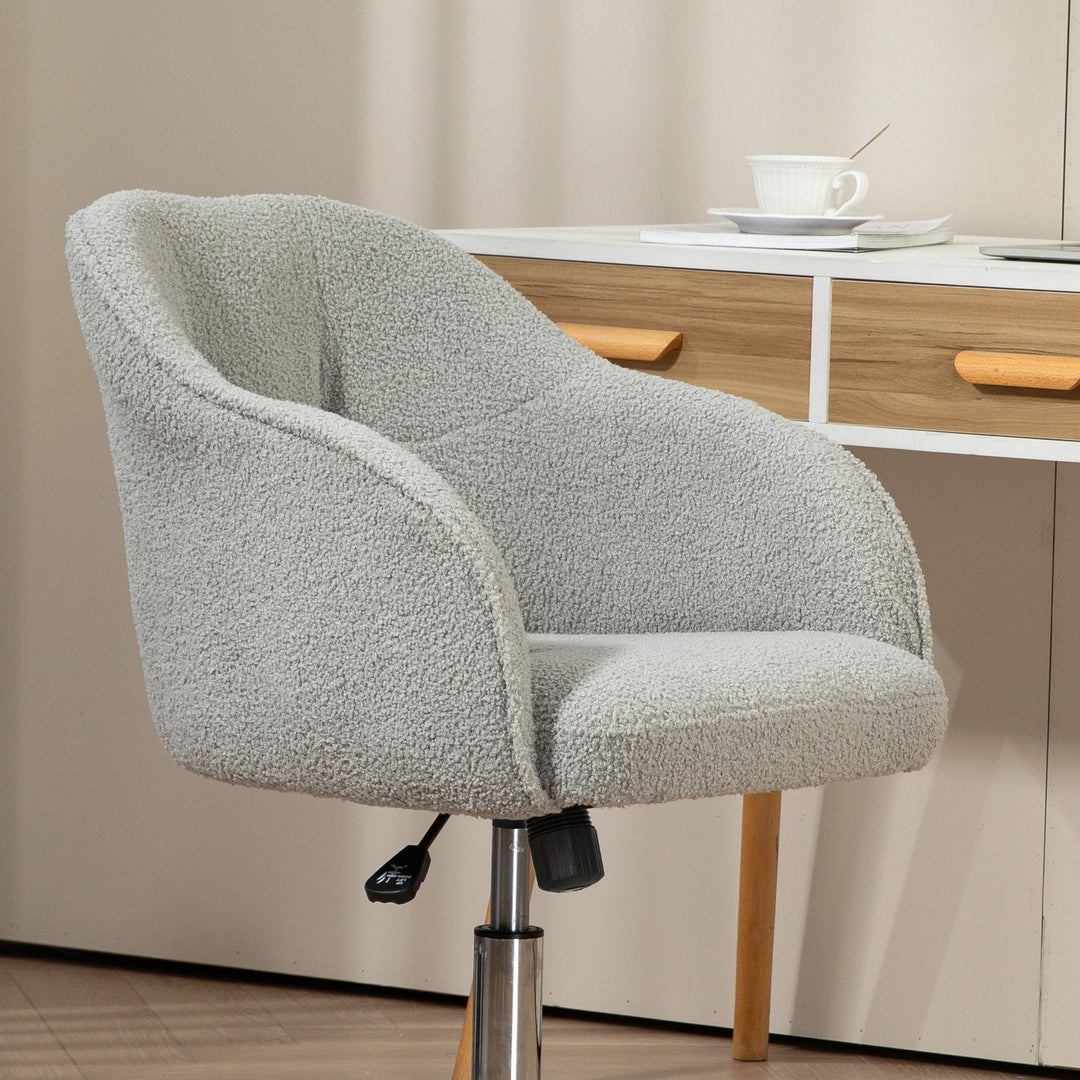 Hjemmekontorstol, ergonomisk skrivebordsstol med vippefunktion, teddy velvet look, 56 x 61 x 86 cm, grå