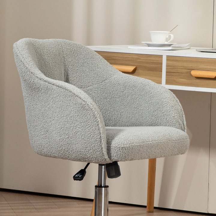 Hjemmekontorstol, ergonomisk skrivebordsstol med vippefunktion, teddy velvet look, 56 x 61 x 86 cm, grå