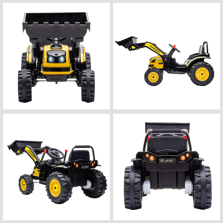 Børns elektriske gravemaskine sæde gravemaskine til børn ride-on gravemaskine terrængående køretøj traktor elektrisk til kørsel med musik skovlarme 3-5 år pp plast stål gul 132 x 62 x 65 cm