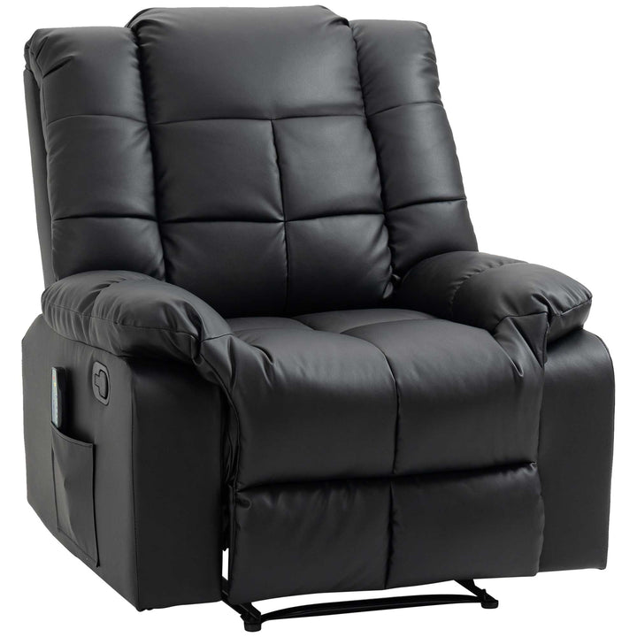 Massagestol, afslappende stol, 8 vibrationspunkter, hvilefunktion, kunstlæder, sort, 94x99x99cm