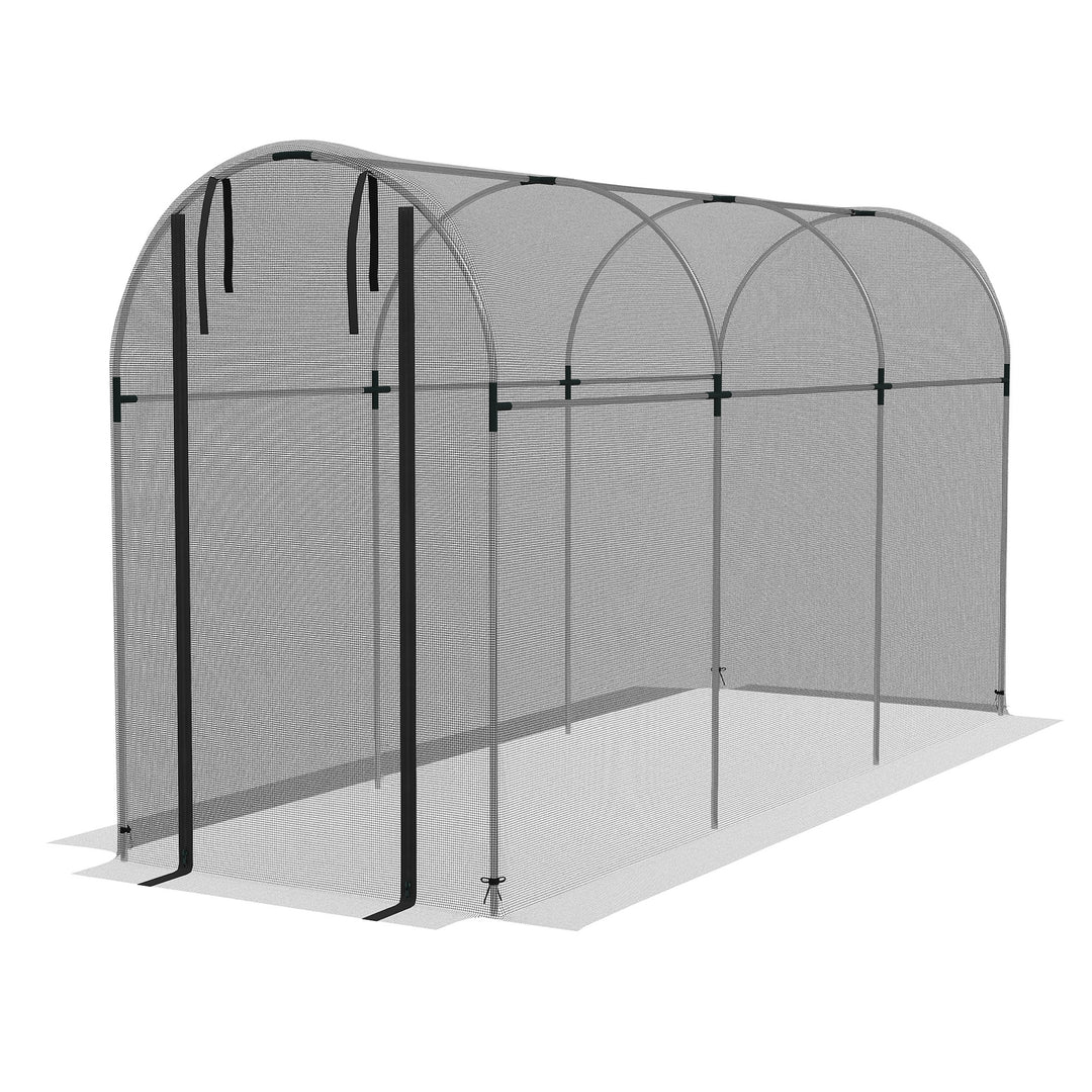 Fuglenet, plantebeskyttelse, robust, dør med lynlås, 120x360x188 cm, sort/sølv