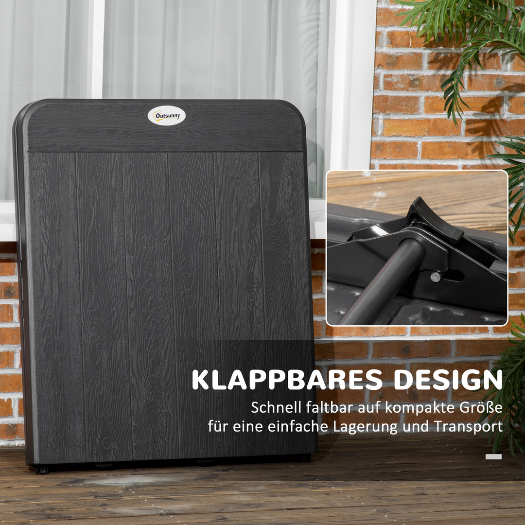 Udendørsbord, havebord, til 6 personer, foldbart, trælook, mørkegrå, 180 x 75,5 x 73 cm